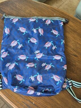 Vera Bradley Blue Turtle Print Drawstring Backpack